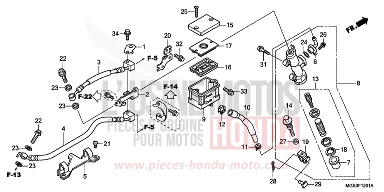 REAR BRAKE MASTER CYLINDER (NC700XA/XD) von NC700X DCT DARKNESS BLACK METALLIC (NH463) von 2013